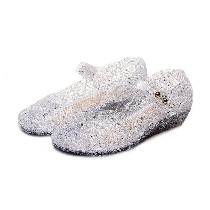 TANDEFLY Princess Girls Sandals Jelly Mary Jane Flats Shoes Dress Up Dance Party Cosplay Shoes for Kids Toddler White - Image 1